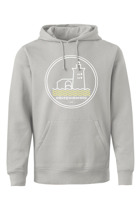 Hoodie con Faro Blanco y Olas Amarillas