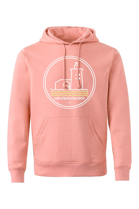 Hoodie con Faro Blanco y Olas Amarillas