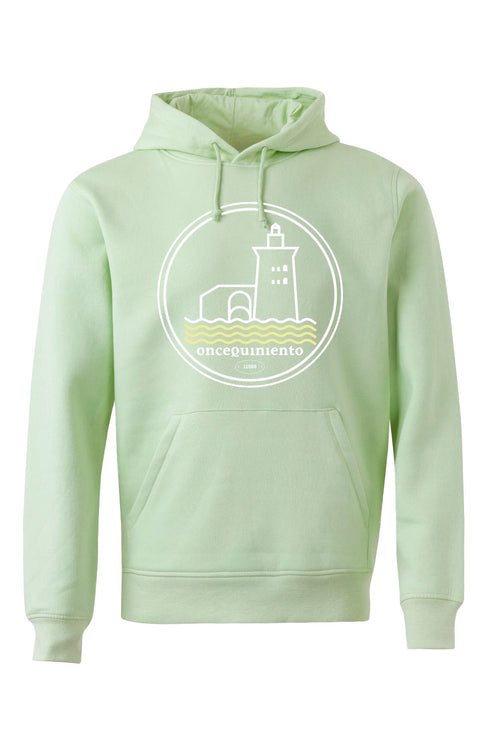 Hoodie con Faro Blanco y Olas Amarillas