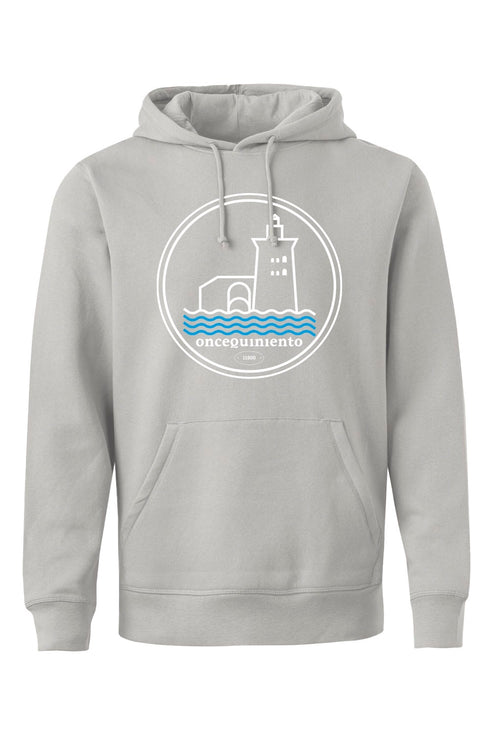 Hoodie con Faro Blanco y Olas Azules
