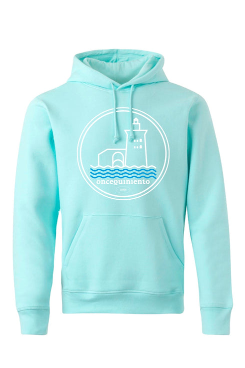 Hoodie con Faro Blanco y Olas Azules