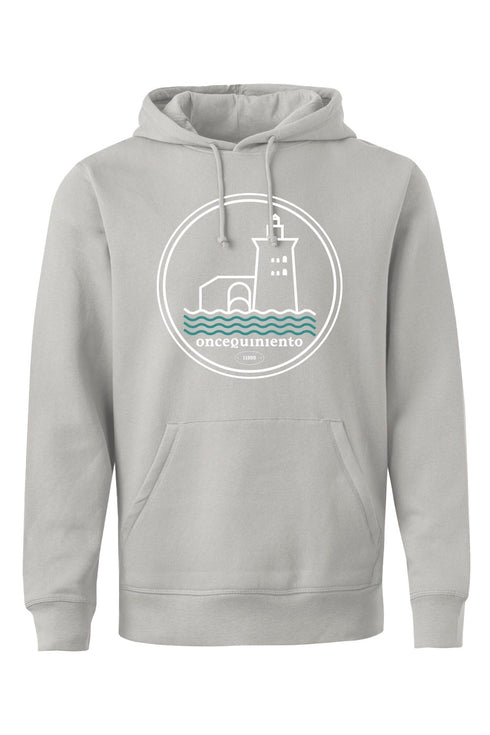 Hoodie con Faro Blanco y Olas Verdes