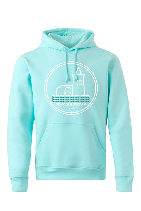 Hoodie con Faro Blanco y Olas Verdes