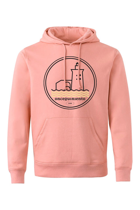 Hoodie con Faro Negro y Olas Amarillas