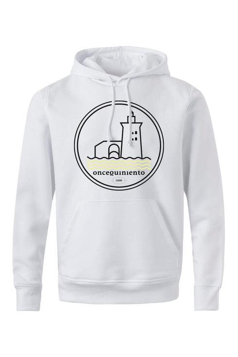 Hoodie con Faro Negro y Olas Amarillas