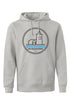 Hoodie con Faro Negro y Olas Azules