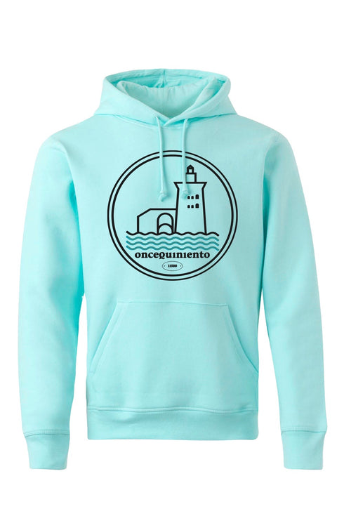 Hoodie con Faro Negro y Olas Verdes