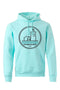 Hoodie con Faro Negro y Olas Verdes