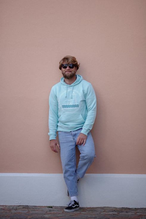 Hoodie con Faro Blanco y Olas Verdes